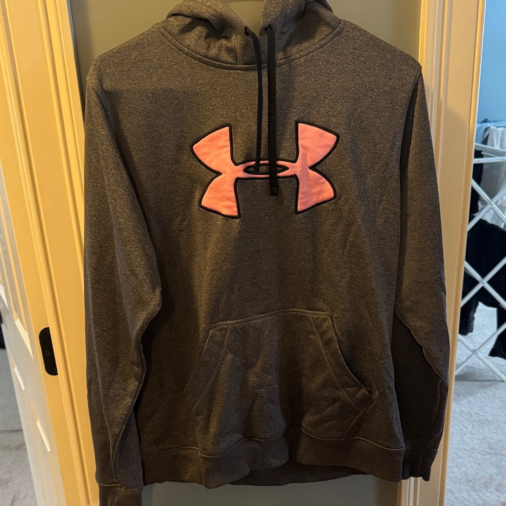 Under Armour Charcoal Hoodie with Pink Emblem